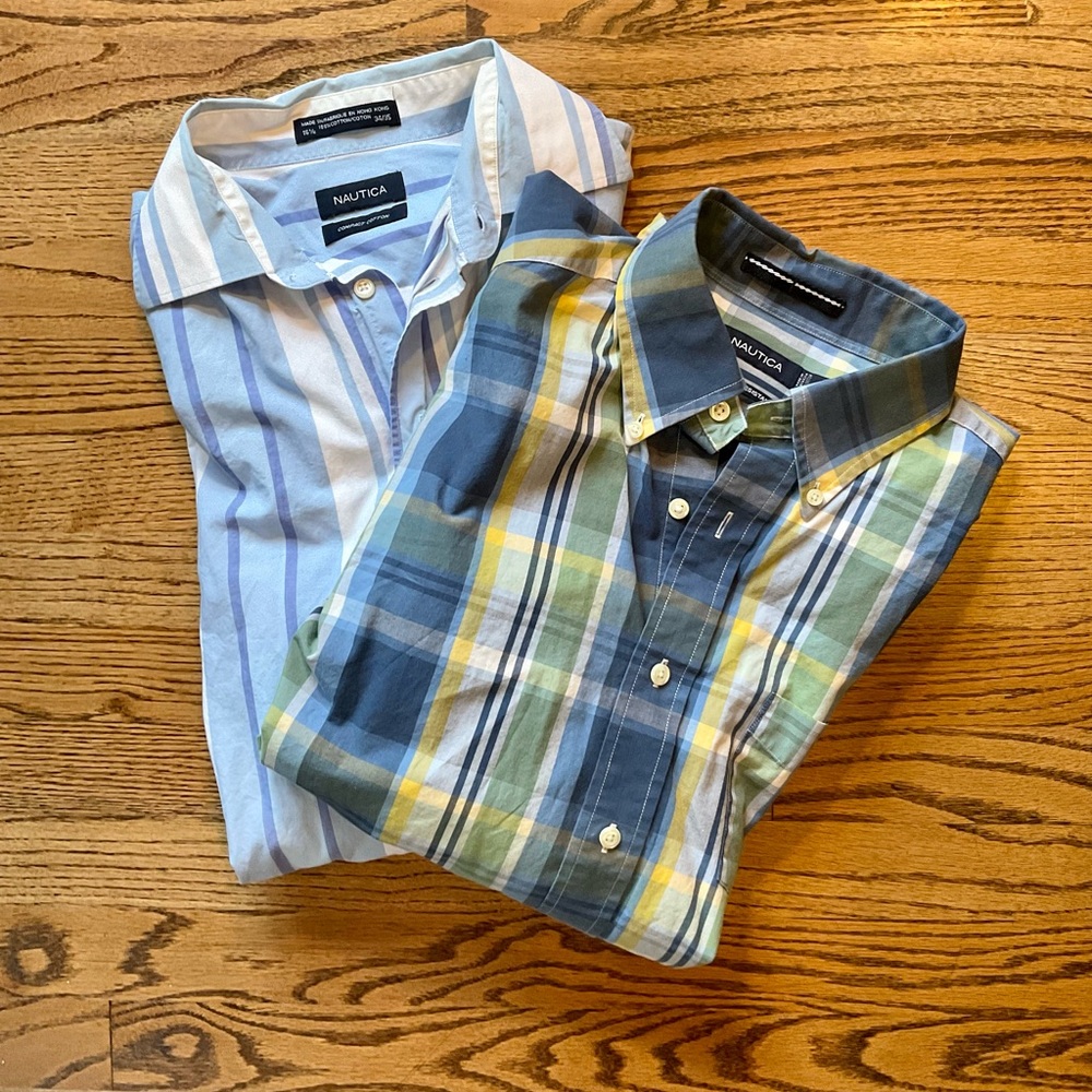 Set of Two (2) Men’s Nautical Button Down Shirts
